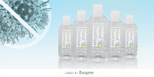 Synthetic Printed Labels for hand sanitiser by Etiquette Labels