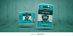 Self-adhesive printed labels for hand sanitiser