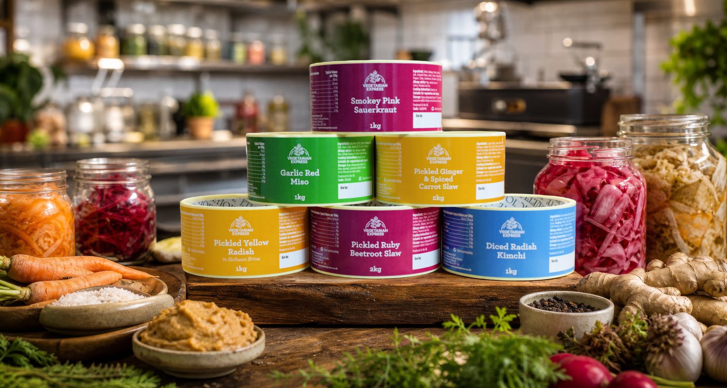 Food labels for Vegetarian Express products